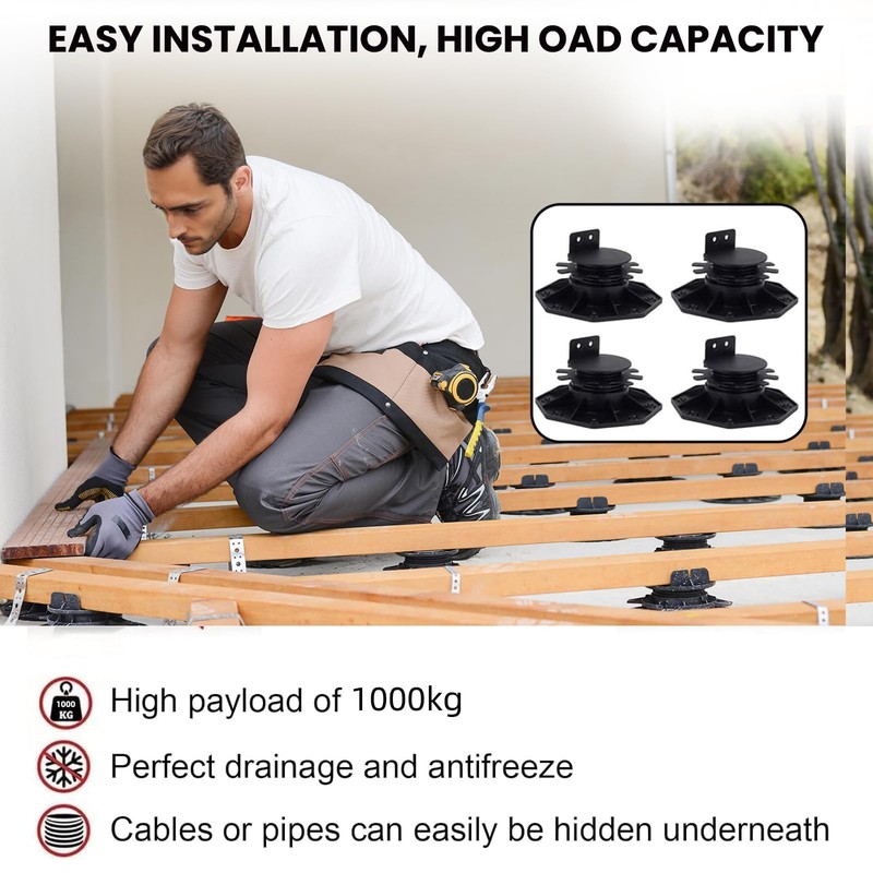 24-Pack Universal Deck Support Pedestals - Adjustable Height Base for