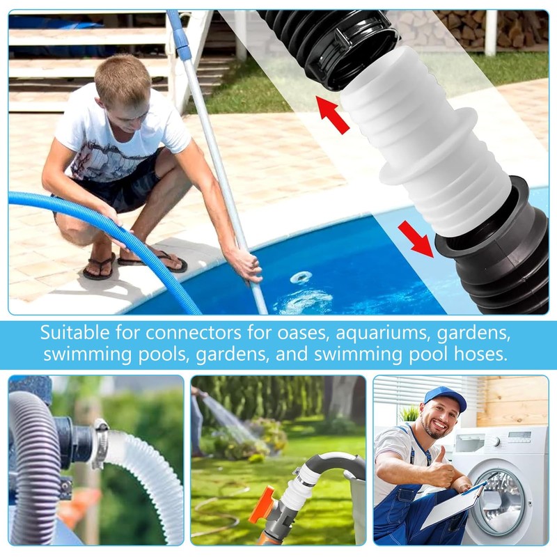 4pcs Pool Hose Connector, Hose Adapter for 32 mm to