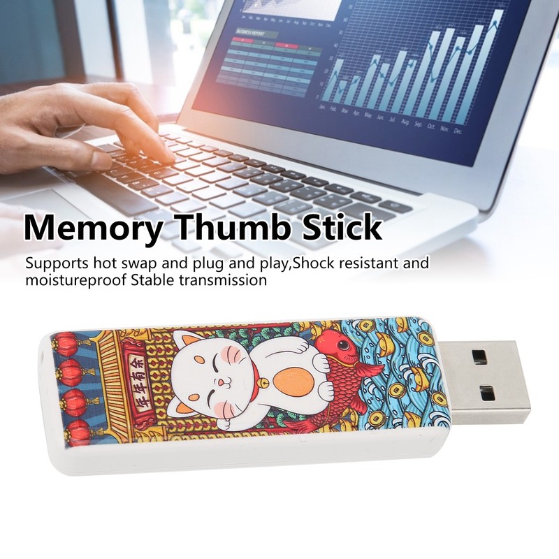 USB Flash Drive Cute Cat Pattern Hot Swap Plug and