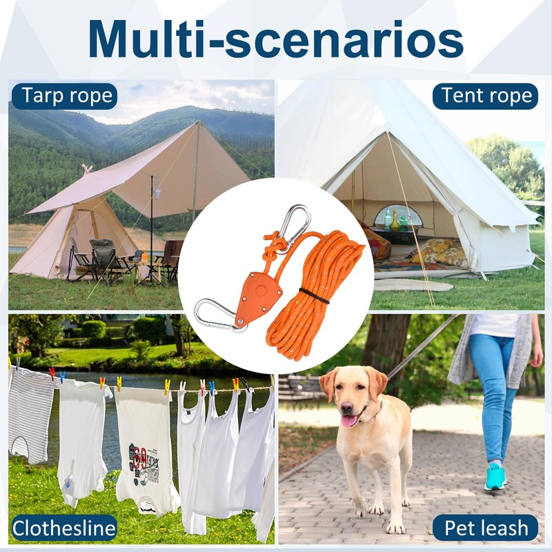 4pcs Reflective Tent Guy Ropes, 6mm Tent Camping Cord with