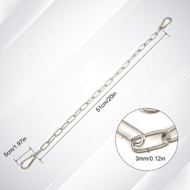 Gate Chain Lock for Outdoor Fence, 20 Inch Stainless Steel Gate Link Chain Latch with Double-Ended Carabiners for Pet Cages, Horse Goat Cow Corral Supplies (3mm Thick)