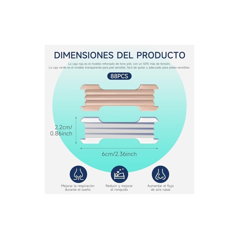 88 Pcs para Respirar Mejor,Alivio Instantáneo de Congestión Nasal.