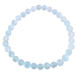 Aquamarine Bracelet | Ball Bracelet Delicate Blue 6 mm Aquamarine Beads Genuine and Untreated for Men and Women | Gemstone Jewellery Bracelet