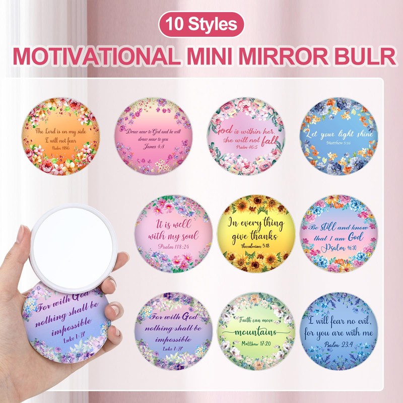 20 Pcs Inspirational Gifts Makeup Bags Bulk Mirrors, Bible