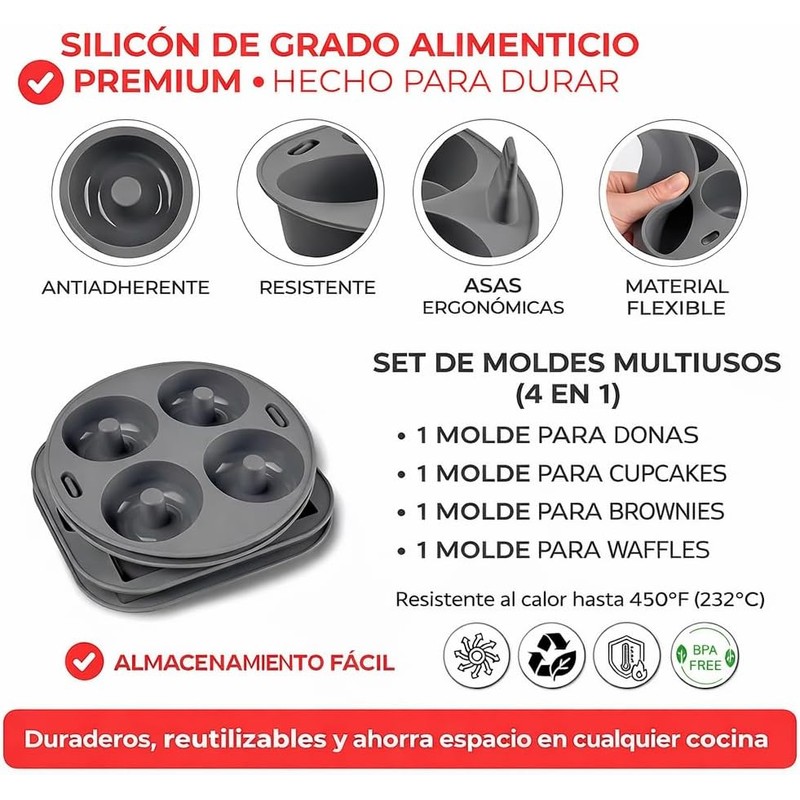 Kit de 4 Moldes de Silicona para Freidora de Aire
