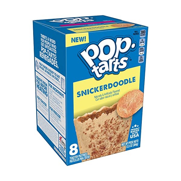Pop-Tarts Toaster Pastries, Breakfast Foods, Kids Snacks, Snickerdoodle, 13.5oz Box (8 Pop-Tarts)