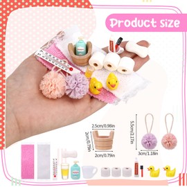 Kaisibum Gnome Accessories, 17 Pieces Miniature Gnome Accessories, Bath Set, Miniature Toiletries, Dollhouse Accessories, Gnome Door, Gnome Wash Set, Dollhouse, Bathroom Accessories