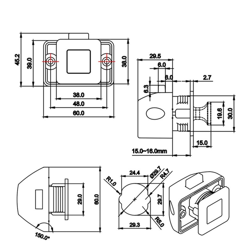 5PCS Cabinet Latch Lock Keyless Push Button Drawer Knob for