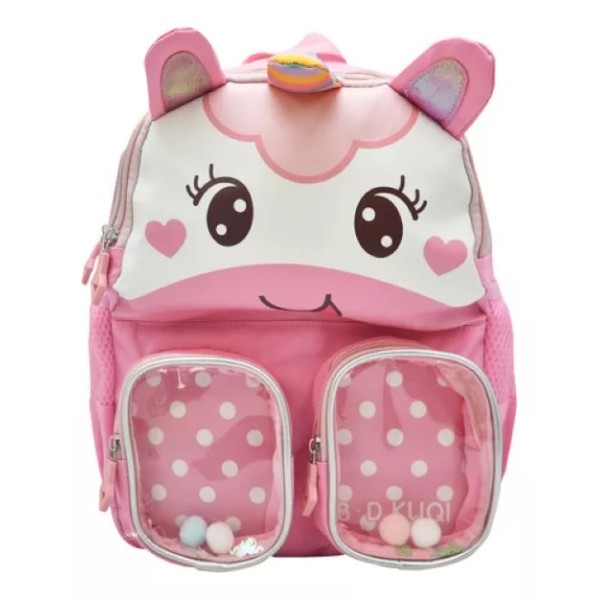Lluvia Mochila Unicornio Con Bolitas Mini Backpack Lisa Estampada Rosa