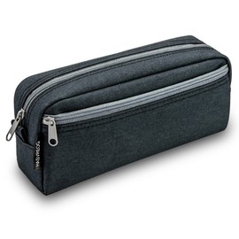 HASVREOG Big Capacity Pencil Case Large Capacity Pen Bag for Students Stationery Pouch Pencil Box Desk Organizer with Smooth Zipper Portable Pencil Pouch for School Office Supplies (Black)