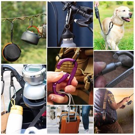 Senshuomy Carabiner Clip,Keyring,Metal Clips with Screw Lock for Hammock,Camping, Hiking, Backpack and More-Not for Climbing(8pcs/Black)