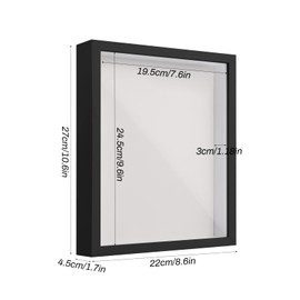 3D Shadow Box, 27x22 cm Deep Picture Frame Display Box for Tabletop and Wall, Wooden 3D Photo Frame for Tickets Medal Flower Memorabilia Crafts (Black 3CM)