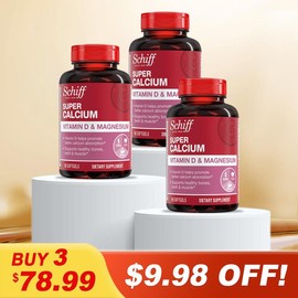 Schiff Super Calcium 800mg Plus Magnesium with Vitamin D3, 90 softgels - Calcium Supplement (Pack of 2) Healthcare Dietary Fitness Edible:_3 Pack