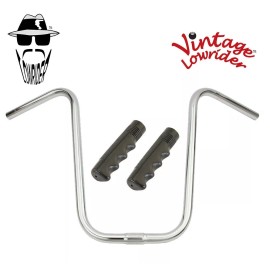 Vintage Lowrider 15" Chrome U Handlebar 25.4mm W/120mm Black Lowrider Grips