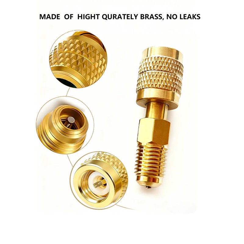 R32 R454B Brass Adapter,1/4"Female X 1/4" Male Reverse Thread Refrigerant