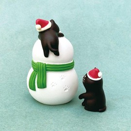 Decole Concombre ZXS-35022X Kitten and Snowman, Approx. 2.5 x 1.9 x 2.9 inches (64 x 48 x 74 mm)