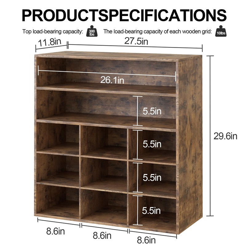 Garden 4 you Shoe Rack Organizer, 5-Tier Wood Cubby Shoe