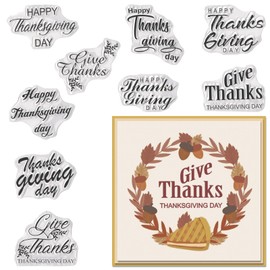 Hying Thanksgiving Words Clear Stamps for Card Making, Fall Give Thanks Letters Rubber Stamps Blessing Words Transparent Stamp Seal for Crafting DIY Scrapbooking Photo Album Decorations