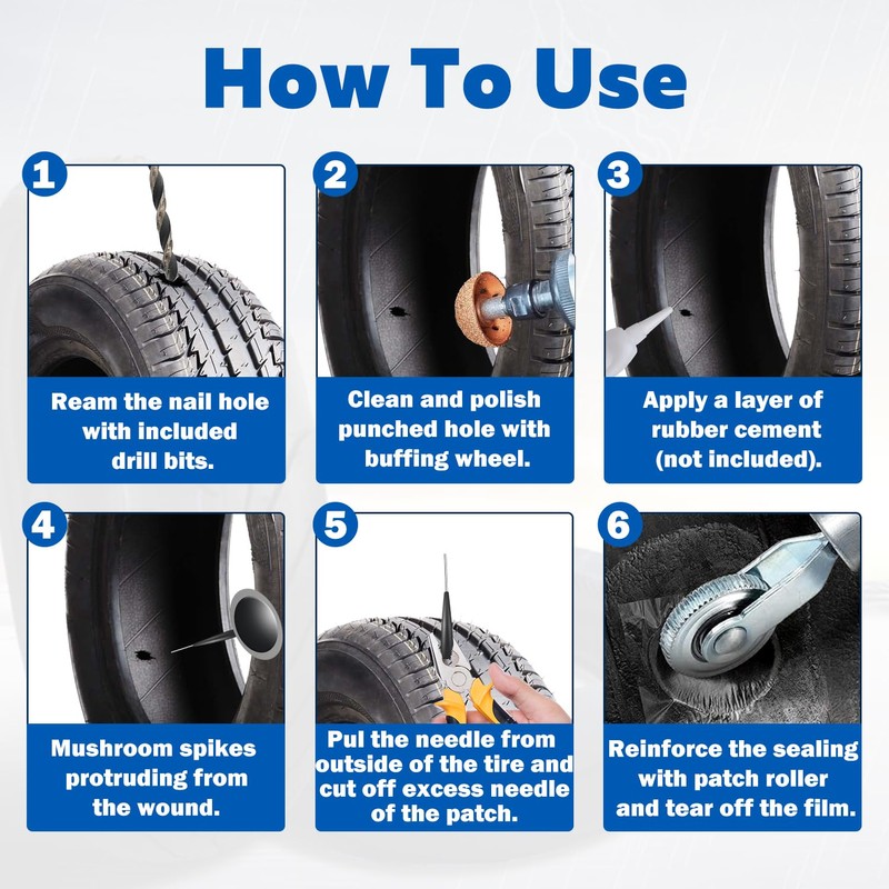 FHTDW Tire Repair Patch Tool Kit Including Tire Patch Plugs