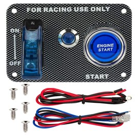 DC12V 20A Rocker Switch & 50A Ignition Lock Universal Switch Panel for Racing Car Quick Start Switch Start Button with Indicator (Blue)