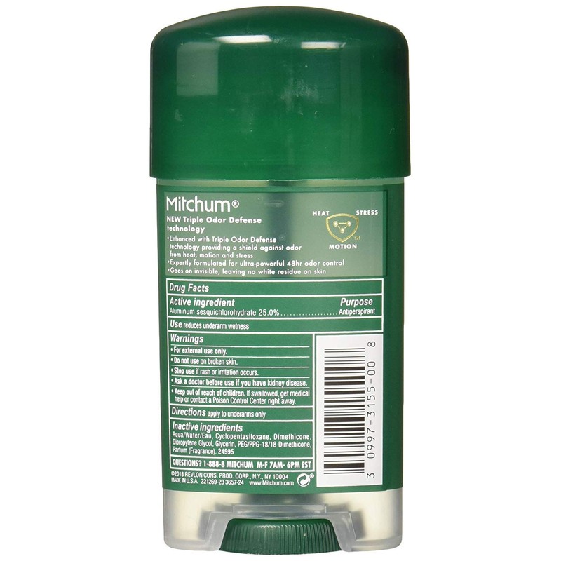 Mitchum Deodorant Mens Gel Unscented 2.25oz (2 Pack)