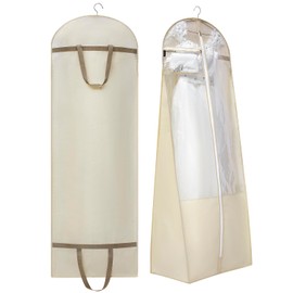 ANZORG 70" Bridal Wedding Dress Bag for Long Gowns Travel Garment Bag for Prom Evening Dress Petticoat With 15.7" Gusset (BEIGE)