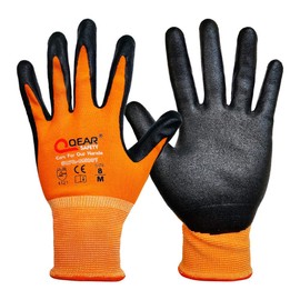 3 Pairs Nitrile Rubber Palm Coated Safety Work Gloves, Fine Knitted Bright Orange Color Liner, Oil/Greasy Resistance Palm, Multi-Purpose Wse, Mechanic Work, DIY, Construction, Gardening(7/S)