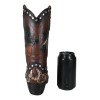 Rustic Western Running Horses Horseshoes And Cross Cowboy Boot Vase