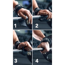 Fitgriff Elite Straps 2.0 - Lifting Straps with Rubber Pad for Strength Training - Bodybuilding, Fitness, Gym - Lifting Straps - for Men and Women (Black, S/M)