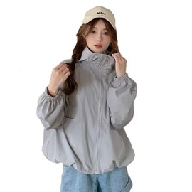 Carlie Kloss Women's Rash Guard, Hoodie, UV Protection, Contact Cooling, Hooded, Light Outerwear, Thin, Breathable, Sun Protection, Body Cover, Large Size, Mountain Style, Summer Jacket, gray, 2 XL