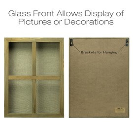 EXCELLO GLOBAL PRODUCTS 12x16 Memory Shadow Box with 32 Push Pins: Ready to Hang or use Tabletop. Rustic, Barnwood, Farmhouse, Beach House Memory Box for Photos and Keepsakes (Brown)