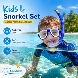 Kids Snorkel Mask Set Ages 3–8 – Anti-Fog Swimming Goggles With Breathing Tube for Pool, Beach & Beginner Snorkeling