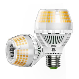 SANSI 300W Equivalent A19 LED Light Bulb, 5000 Lumens E26 LED Bulb with Ceramic Technology, 3000K Soft Warm Non-Dimmable, 25,000-Hour Lifetime, Efficient Safe, 2 Pack 35W Energy Saving for Home Garage
