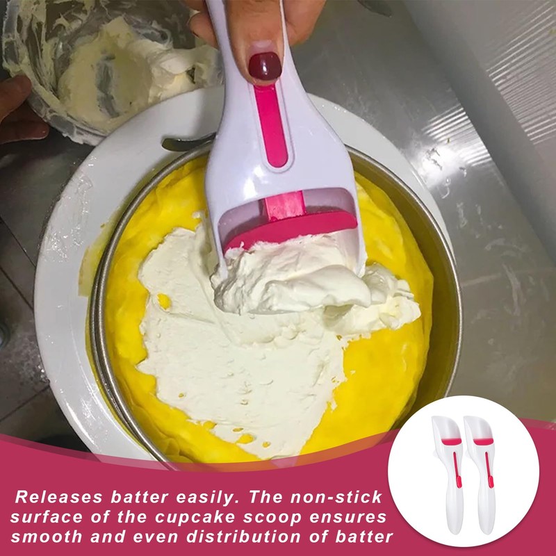 2 pcs Cupcake Scoop,Cupcake Scoop Batter Dispenser,Cupcake Batter Dispenser,One Click