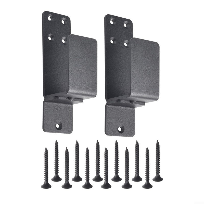 Protective Steel Door Brackets Compatible with Any Width Door (Black)
