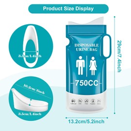 Urinella for Women, Camping Toilet, Urine Bottles for Men, Urine Bag for Travel, Children's Toilet, Camping Toilet, 750 ml Gel Urine Bag for Vomit Bags On the Go, Camping, Travel, Car Travel, Travel