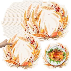 Teenyyou 100 Pcs Thanksgiving Paper Placemats Bulk Disposable Fall Place Mats Autumn Special Shaped Design Decorations for Dining Table Thanksgiving Festival Party Home Supplies