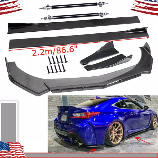 Unbranded Carbon Fiber Front Bumper Lip Side Skirt/ Strut Rods