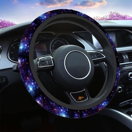 Swono Galaxy Purple Car Steering Wheel Covers Abstract Beautiful Space with Star Women Men Interior Accessories Universal 15 Inch Steering Steering Wheel Protector Anti-Skid Grips