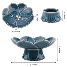 CRAFFANCY Flower Arranging Supplies, Cyan-blue Lotus Flower Vase Ceramic Flower Pot for Ikebana Floral Art Fruit Dish Home Decoration