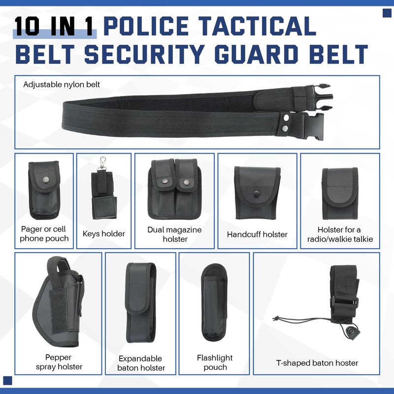 DASBET 10 in 1 Police Tactical Belt Security Guard Belt