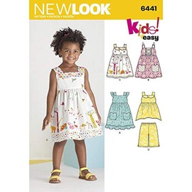 New Look Pattern 6441A Toddlers' Easy Dresses, Top and Cropped Pants, Paper, 22x15x1 cm