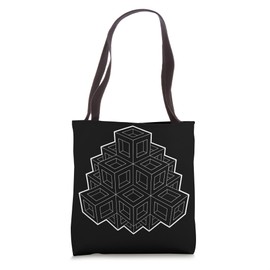 Geometric White Cubes Abstract Art 3D Wireframe Artwork Tote Bag