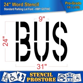 Pavement Marking Stencils - 24 inch Bus Stencil - 24" x 31" x 1/8'' (128 mil) - Pro-Grade