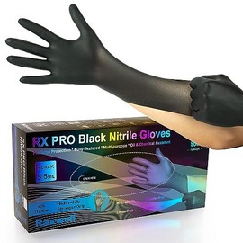 Raxwell Heavy Duty 5.5 Mil Black Nitrile Disposable Gloves Latex- & Powder-Free Chemical Resistant Food Grade Janitorial, Kitchen, Work Gloves | Box - Color: Medium, style: 100 Count
