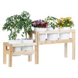 Greenes Fence Two-Tiers Five Bucket Elevated Cedar Wood Garden Frame, 69 in. x 16 in. x 30 in. - Made in USA with North American Cedar