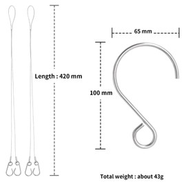 usharedo Titanium Grill Plate Charcoal BBQ Hand Rope Titanium Stainless Steel Hanging Chain Hanging Wire with Hooks Ti15149B