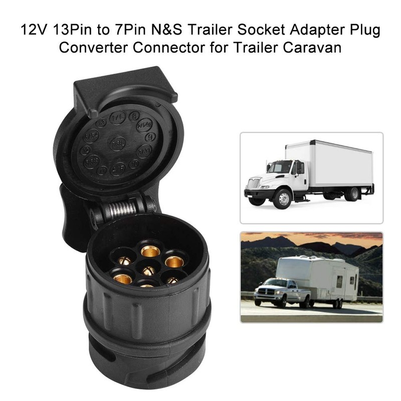 Trailer Plug Converter, 12 V 13 Pin to 7 Pin