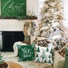 Lanpn Pack of 4 White and Green Cushion Covers Christmas