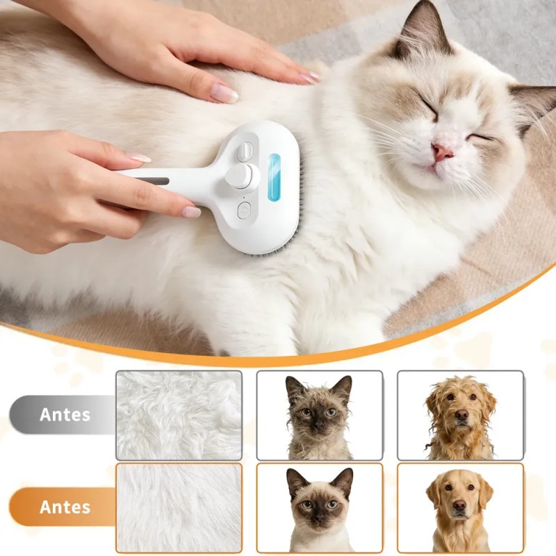 3 En 1 Cepillo Vapor Perros Y Gatos Peine Para